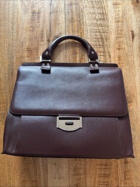 Ripani Made In Italy Structured Top-Handle Briefcase in Dark Brown Leather
